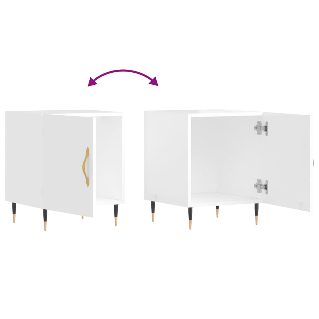 vidaXL Κομοδίνα 2 τεμ. Γυαλ. Λευκό 40 x 40 x 50 εκ. από Επεξεργ. Ξύλο