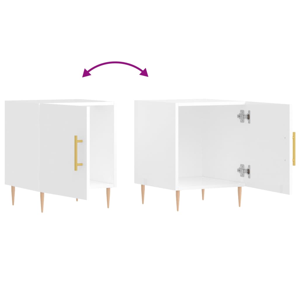 vidaXL Κομοδίνα 2 τεμ. Γυαλ. Λευκό 40 x 40 x 50 εκ. από Επεξεργ. Ξύλο