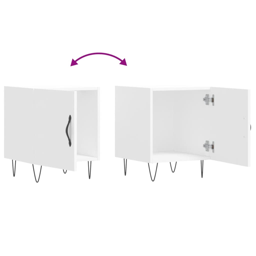 vidaXL Κομοδίνο Λευκό 40 x 40 x 50 εκ. από Επεξεργασμένο Ξύλο