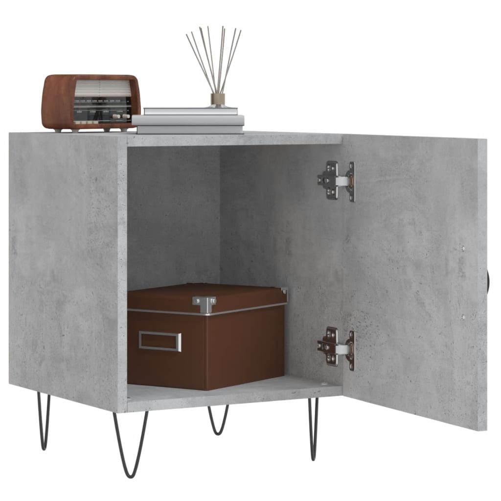 vidaXL Κομοδίνα 2 τεμ. Γκρι Σκυροδέμ. 40 x 40 x 50 από Επεξεργ. Ξύλο