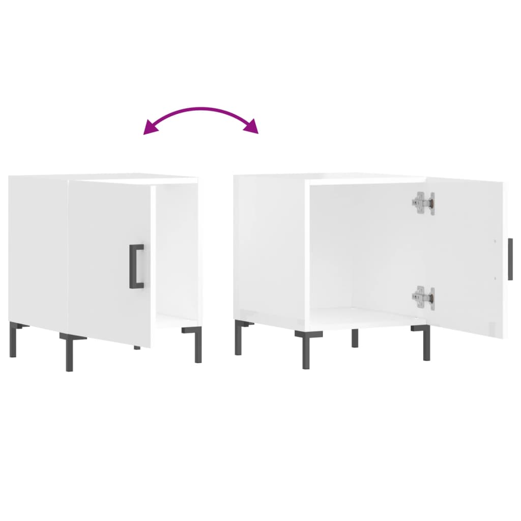 vidaXL Κομοδίνα 2 τεμ. Γυαλ. Λευκό 40 x 40 x 50 εκ. από Επεξεργ. Ξύλο