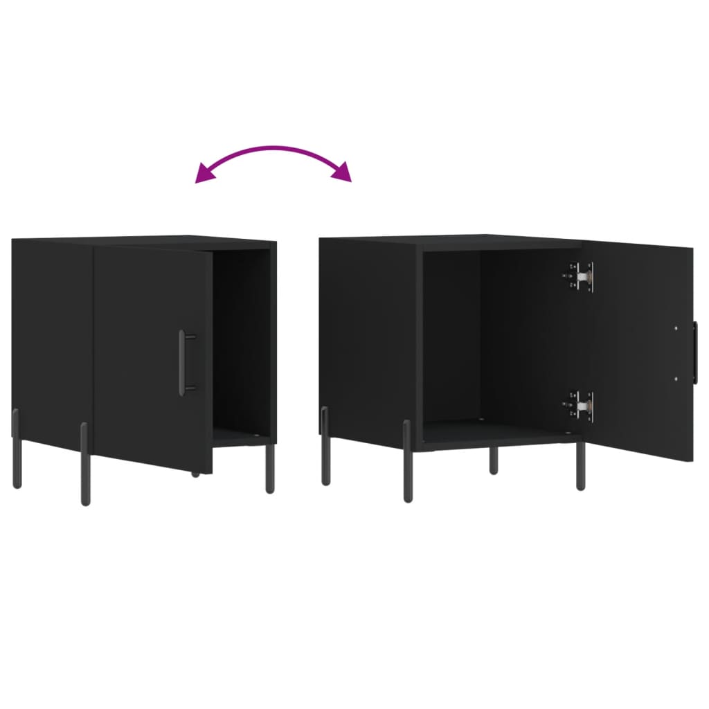 vidaXL Κομοδίνα 2 τεμ. Μαύρα 40 x 40 x 50 εκ. από Επεξεργασμένο Ξύλο