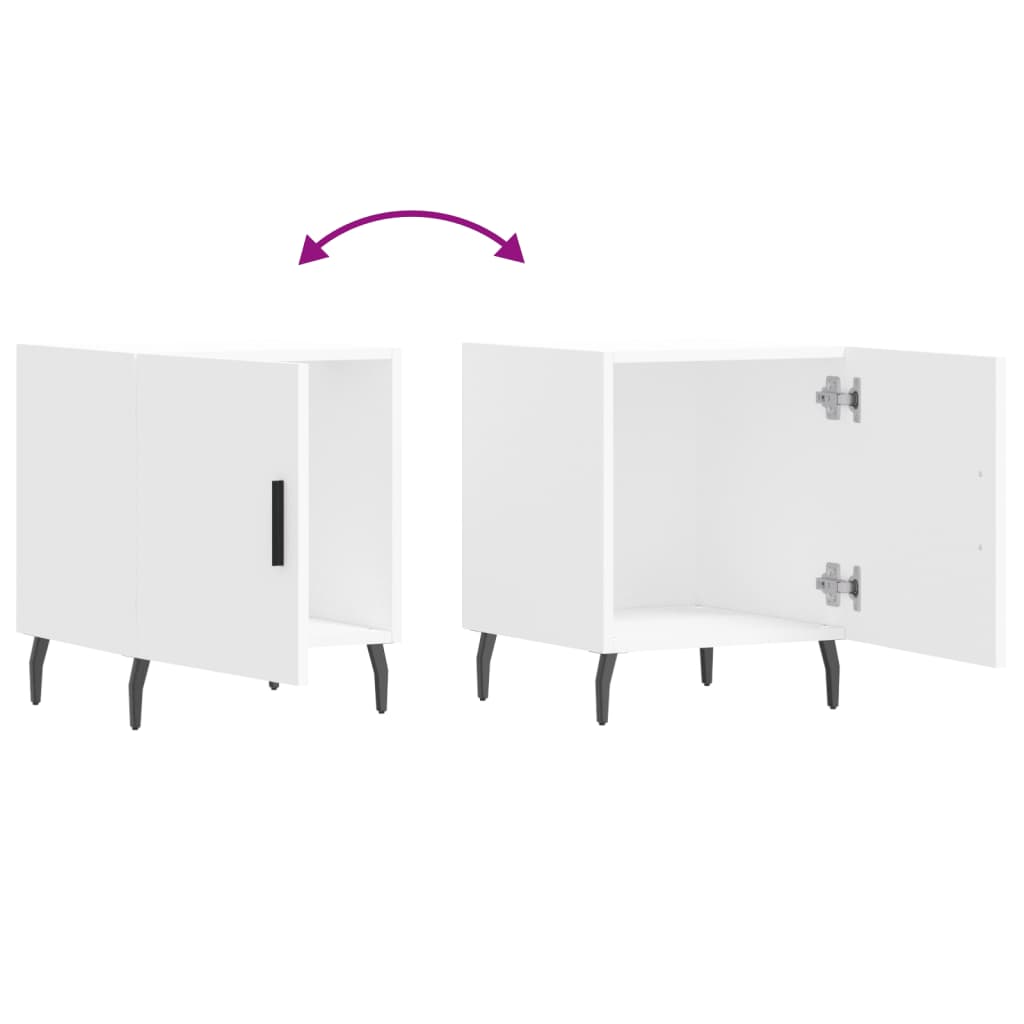 vidaXL Κομοδίνα 2 τεμ. Λευκά 40 x 40 x 50 εκ. από Επεξεργασμένο Ξύλο