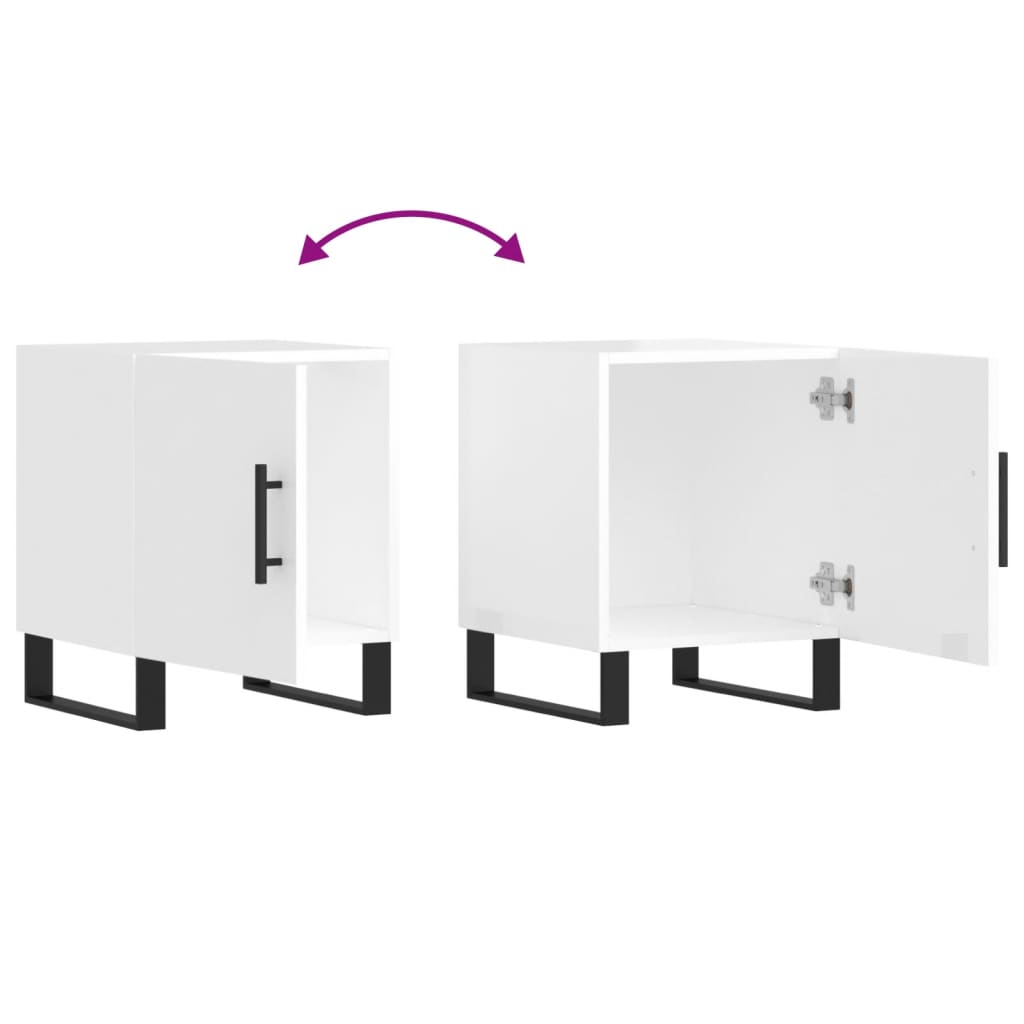 vidaXL Κομοδίνο Γυαλ. Λευκό 40 x 40 x 50 εκ. από Επεξεργασμένο Ξύλο