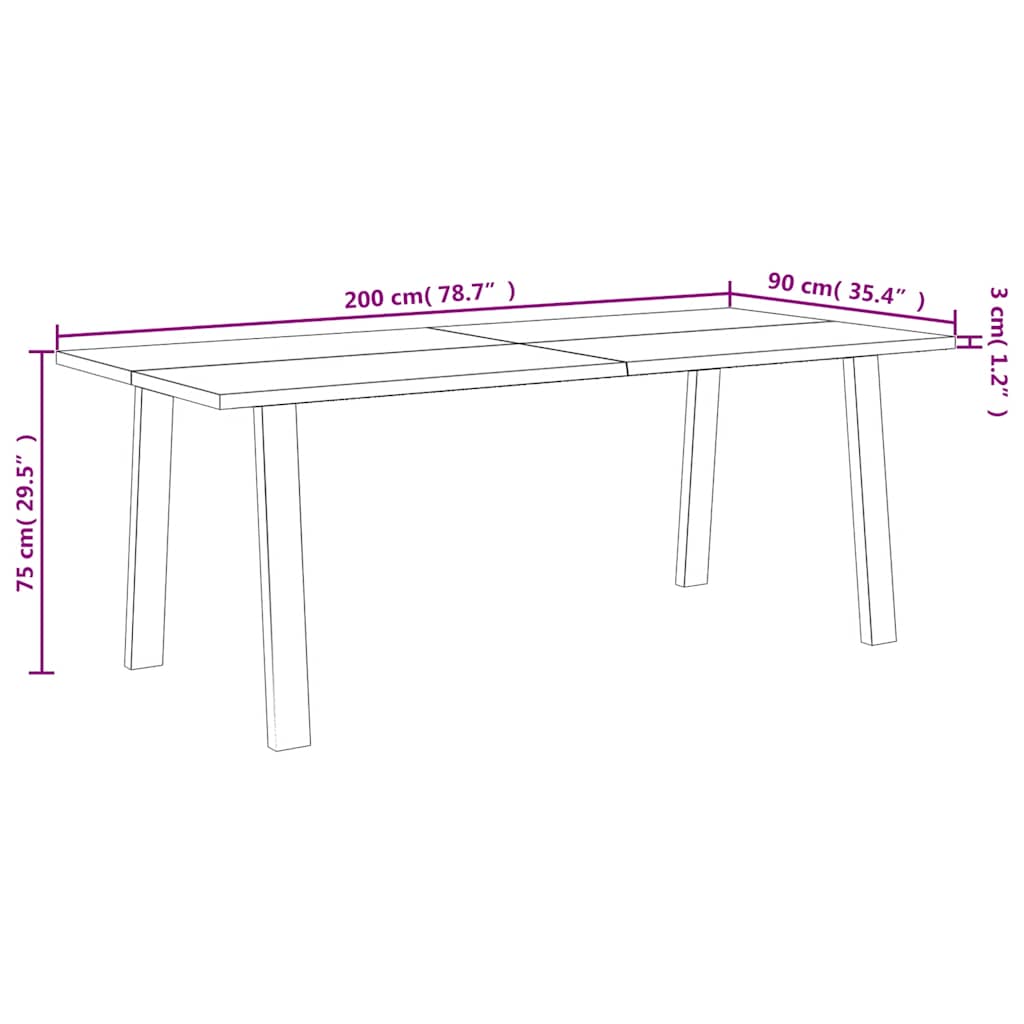 vidaXL Τραπεζαρία 200 x 90 x 75 εκ. από Μασίφ Ξύλο Ακακίας