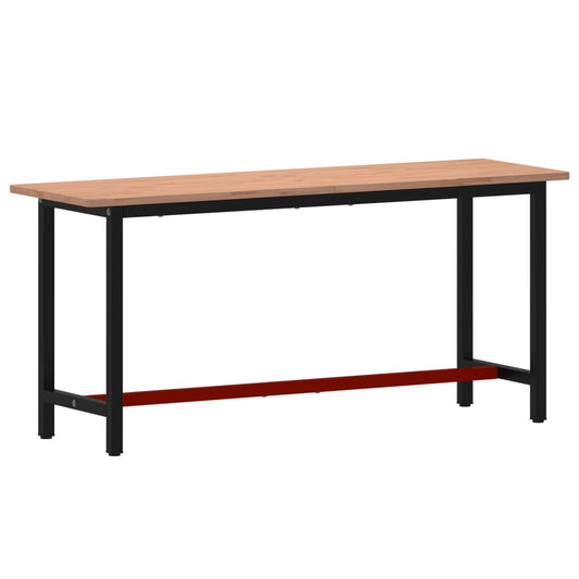 vidaXL Πάγκος Εργασίας 180x55x81,5εκ. από Μασίφ Ξύλο Οξιάς και Μέταλλο