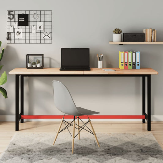 vidaXL Πάγκος Εργασίας 180x55x81,5εκ. από Μασίφ Ξύλο Οξιάς και Μέταλλο