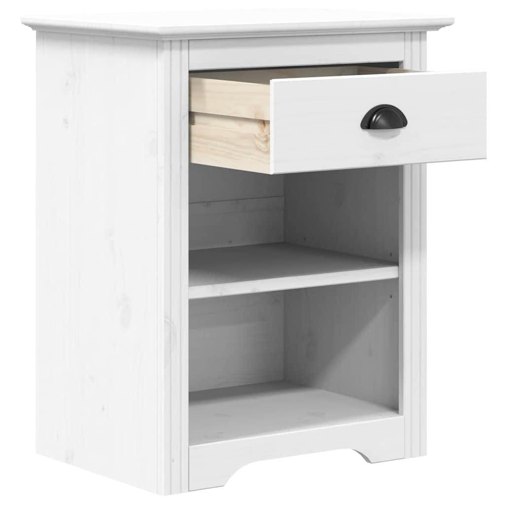 vidaXL Κομοδίνο BODO Λευκό 53 x 38,5 x 67 εκ. από Μασίφ Ξύλο Πεύκου