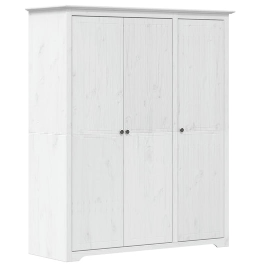 vidaXL Ντουλάπα BODO Λευκή 146x53,5x173 εκ. από Μασίφ Ξύλο Πεύκου