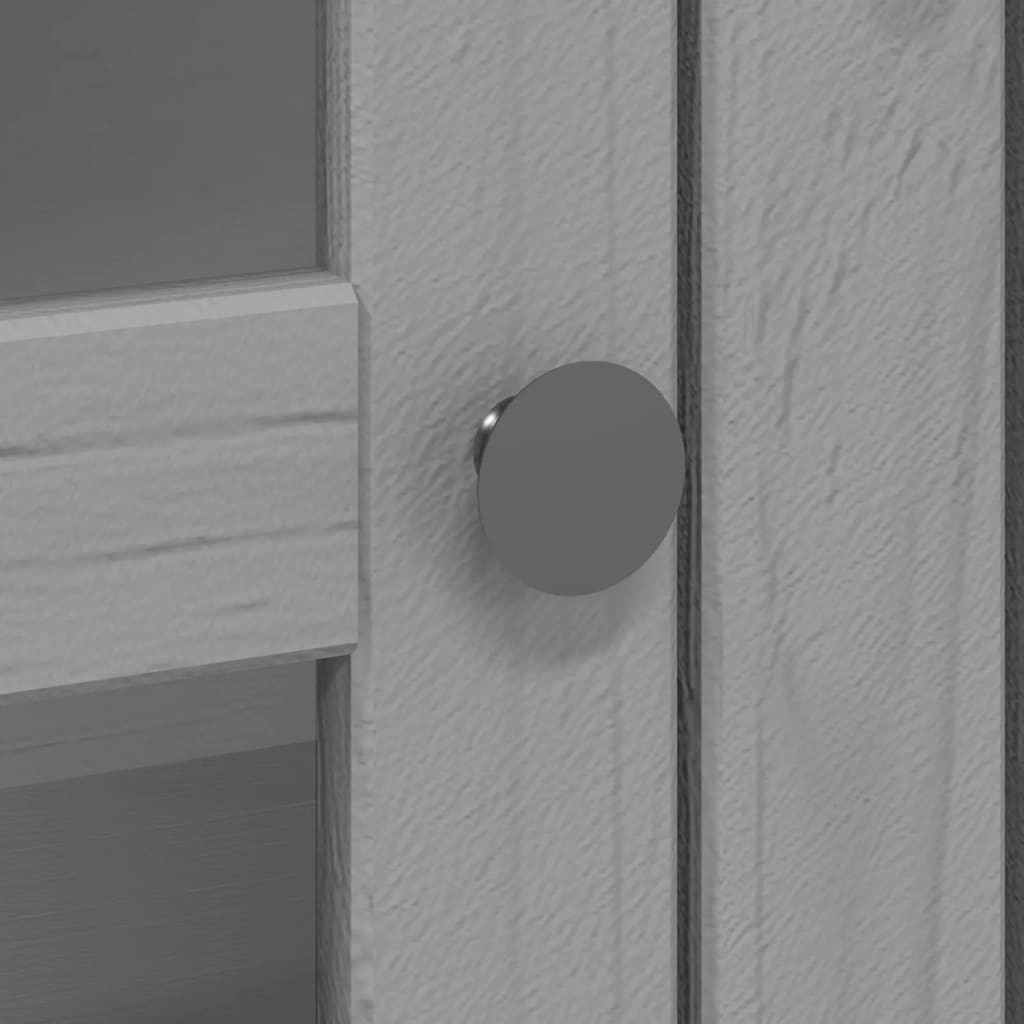 vidaXL Ντουλάπι BODO Γκρι από Μασίφ Ξύλο Πεύκου με Γυάλινες Πόρτες