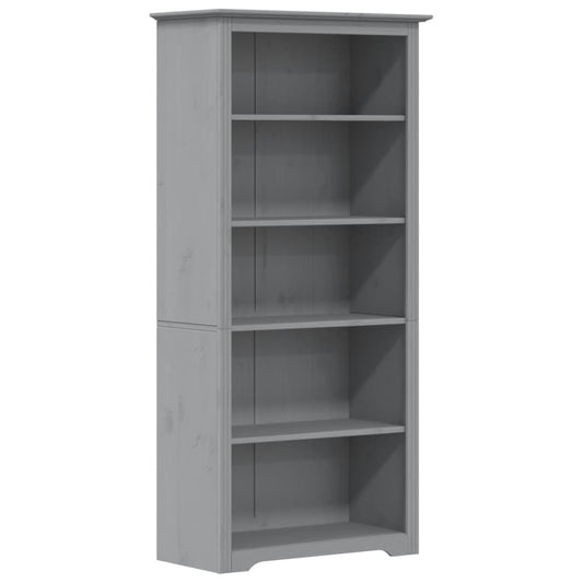 vidaXL Βιβλιοθήκη BODO 5 Επ. Γκρι 82x40x173 εκ. από Μασίφ Ξύλο Πεύκου