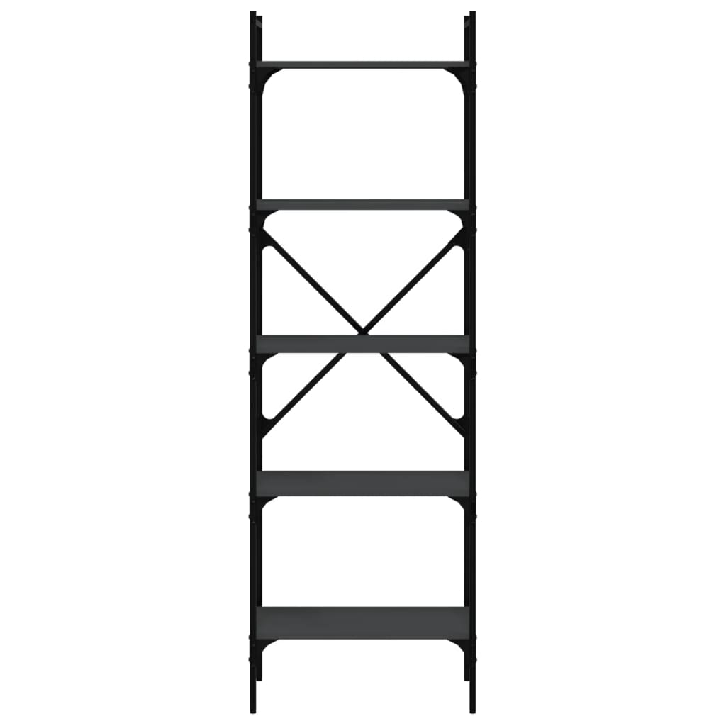 vidaXL Βιβλιοθήκη 5 Επιπέδων Μαύρη 56x31,5x174 εκ. από Επεξ. Ξύλο