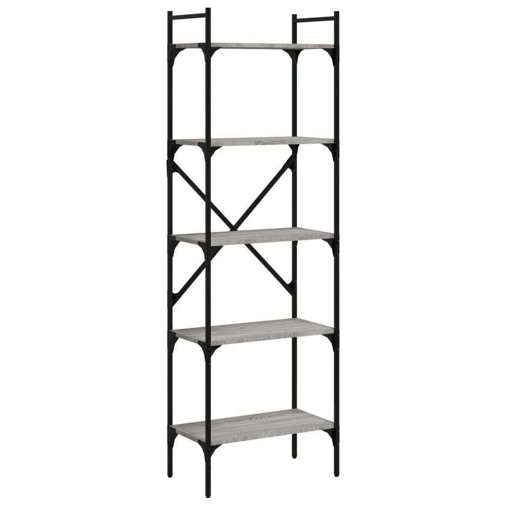vidaXL Βιβλιοθήκη 5 Επιπέδων Γκρι Sonoma 56x31,5x174 εκ. Επεξ. Ξύλο