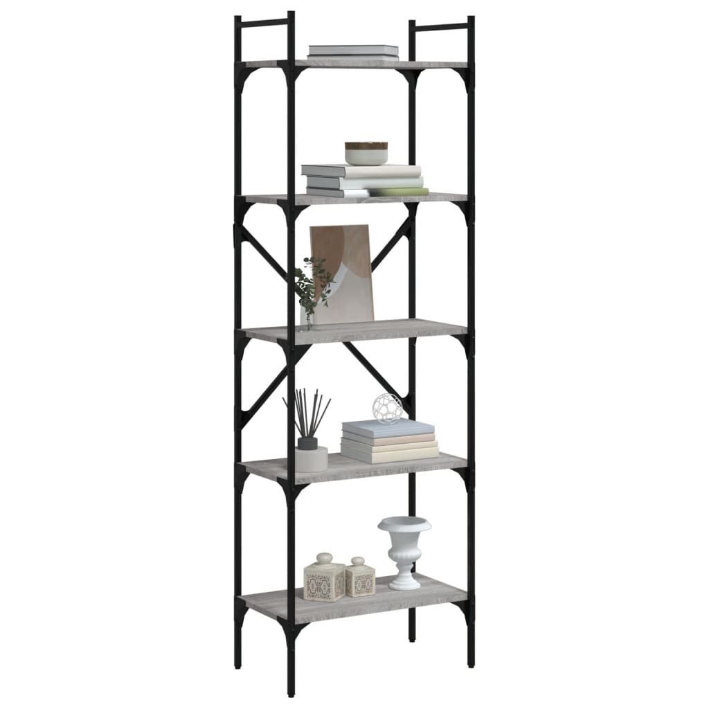 vidaXL Βιβλιοθήκη 5 Επιπέδων Γκρι Sonoma 56x31,5x174 εκ. Επεξ. Ξύλο