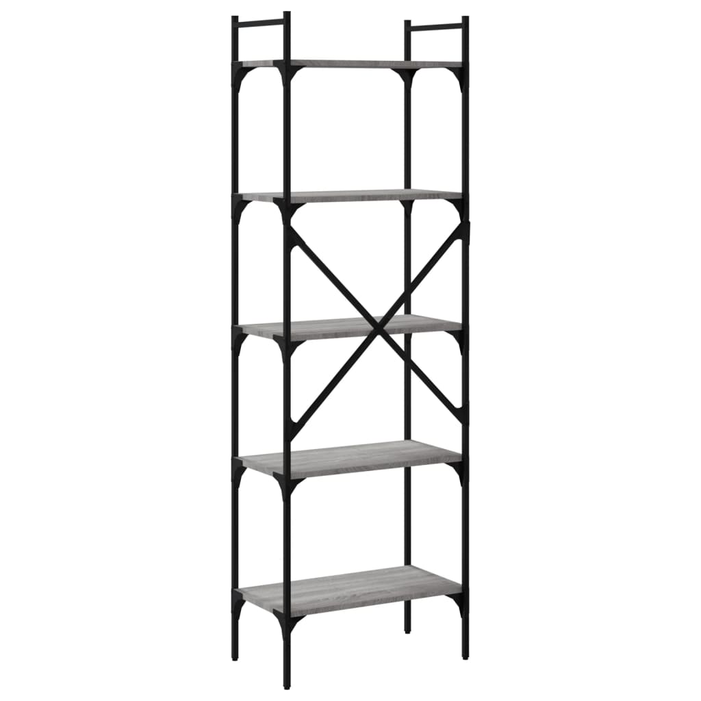 vidaXL Βιβλιοθήκη 5 Επιπέδων Γκρι Sonoma 56x31,5x174 εκ. Επεξ. Ξύλο