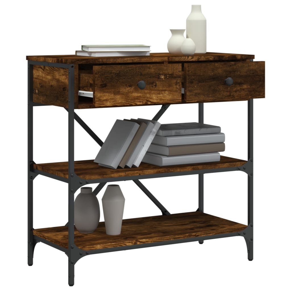 vidaXL Τραπέζι Κονσόλα Καπνιστή Δρυς 75x34,5x75 εκ. Επεξεργ. Ξύλο