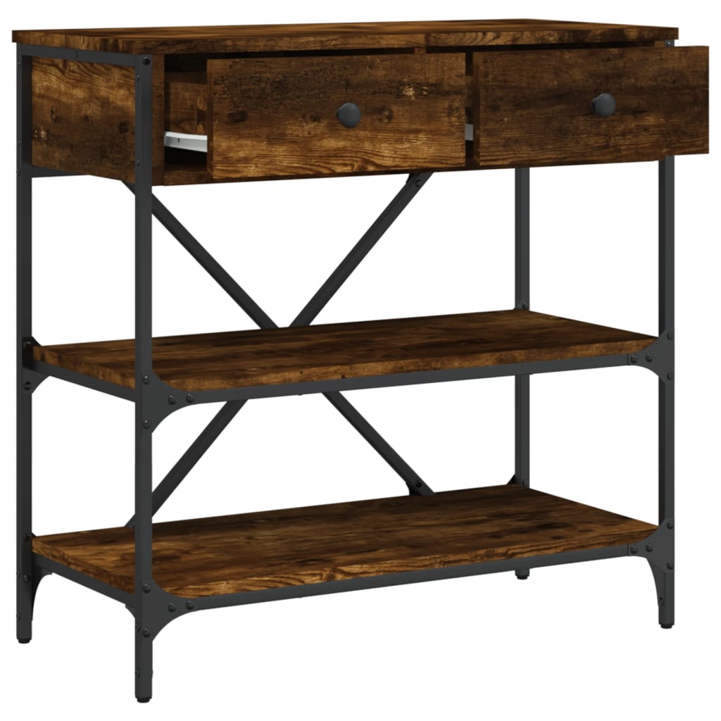 vidaXL Τραπέζι Κονσόλα Καπνιστή Δρυς 75x34,5x75 εκ. Επεξεργ. Ξύλο