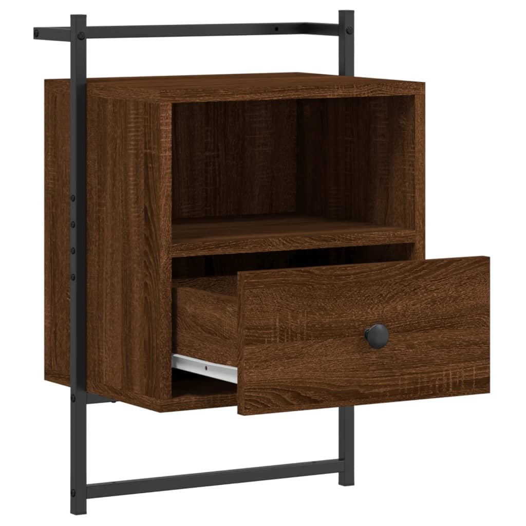 vidaXL Κομοδίνο Επιτοίχιο Καφέ Δρυς 40x30x61 εκ. από Επεξεργ. Ξύλο