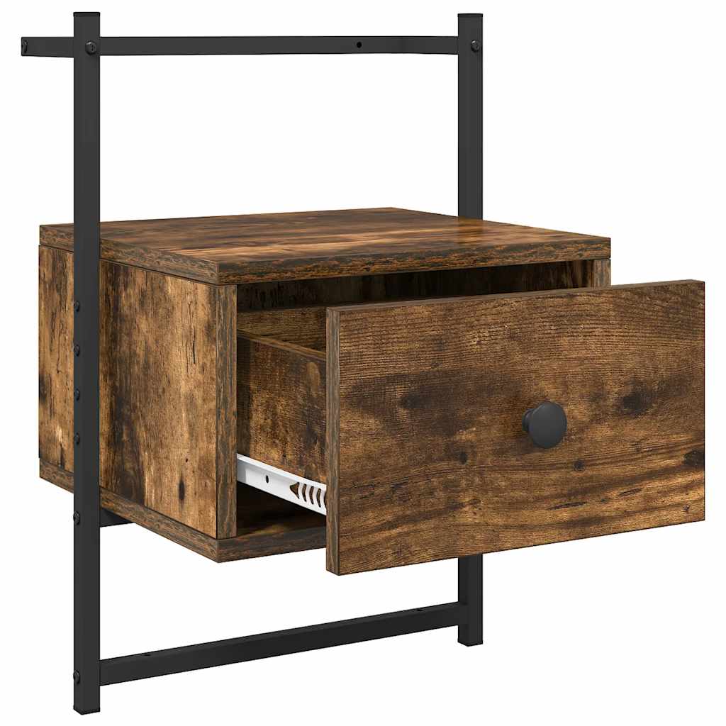 vidaXL Κομοδίνο Επιτοίχιο Καπνιστή Δρυς 35x30x51 εκ. από Επεξεργ. Ξύλο