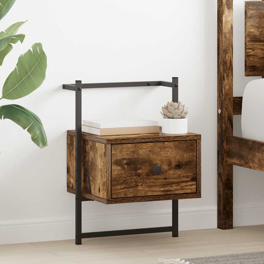 vidaXL Κομοδίνο Επιτοίχιο Καπνιστή Δρυς 35x30x51 εκ. από Επεξεργ. Ξύλο