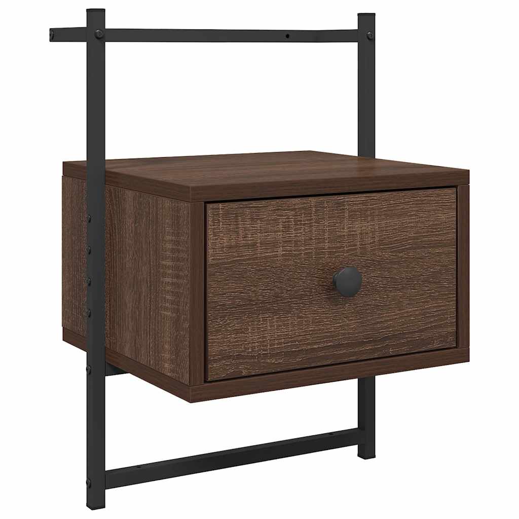 vidaXL Κομοδίνο Επιτοίχιο Καφέ Δρυς 35x30x51 εκ. από Επεξεργ. Ξύλο