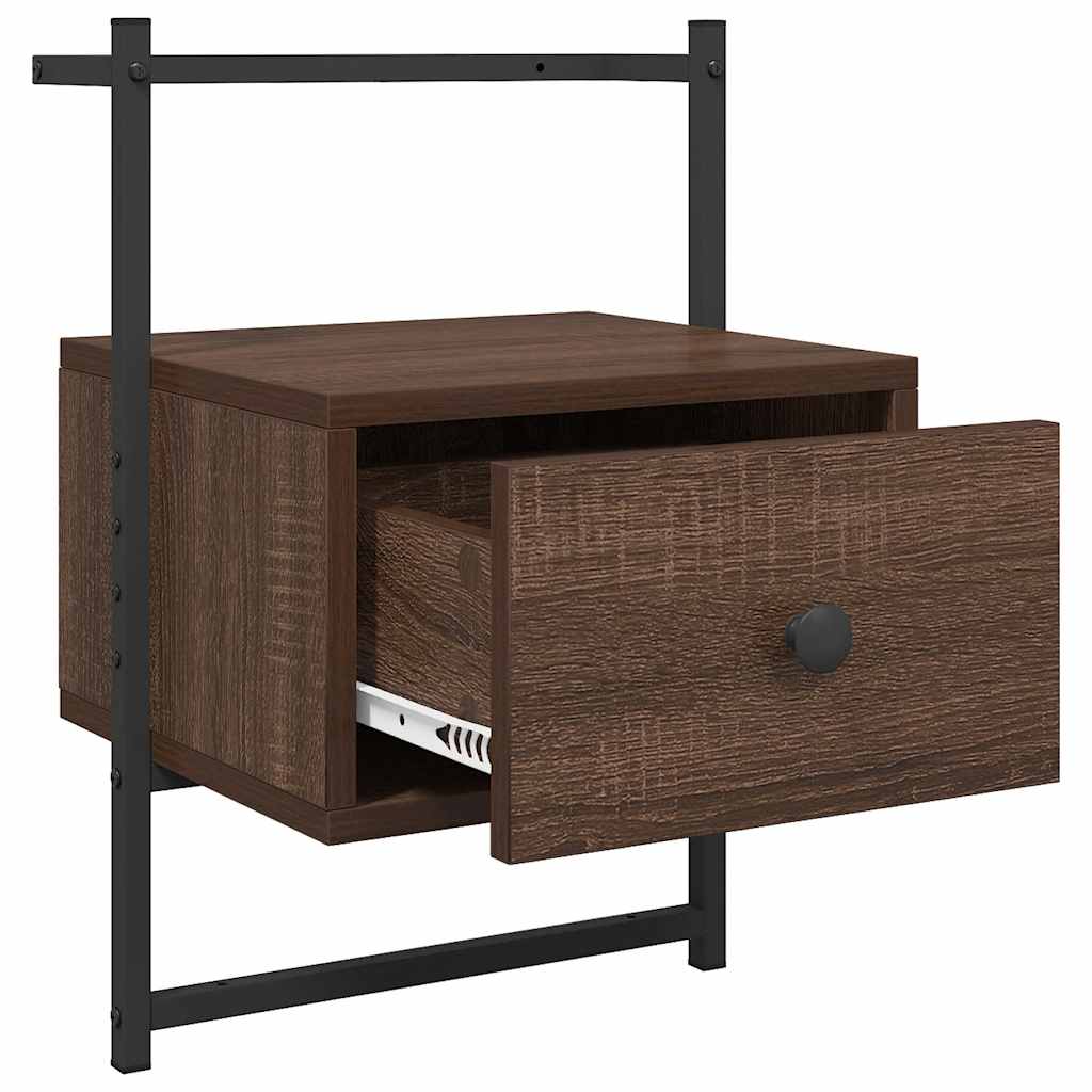 vidaXL Κομοδίνο Επιτοίχιο Καφέ Δρυς 35x30x51 εκ. από Επεξεργ. Ξύλο