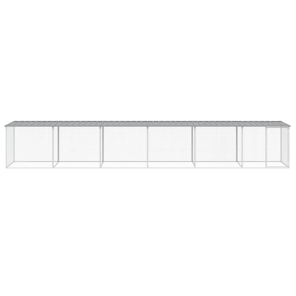 vidaXL Κοτέτσι - Κλουβί με Στέγη Αν. Γκρι 603x98x90 εκ. Γαλβαν. Ατσάλι