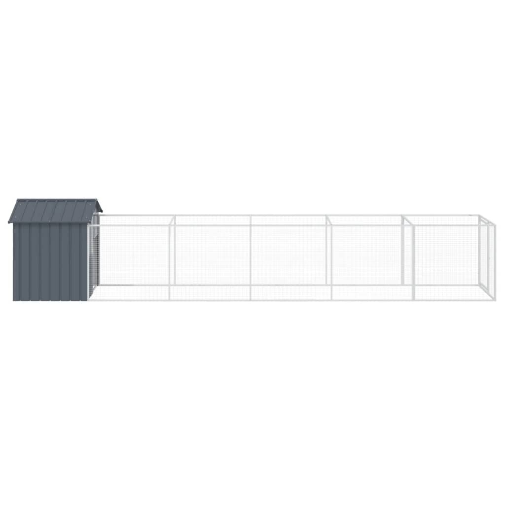 vidaXL Σπιτάκι Σκύλου με Οροφή Ανθρακί 117x609x123 εκ. Γαλβαν. Χάλυβας