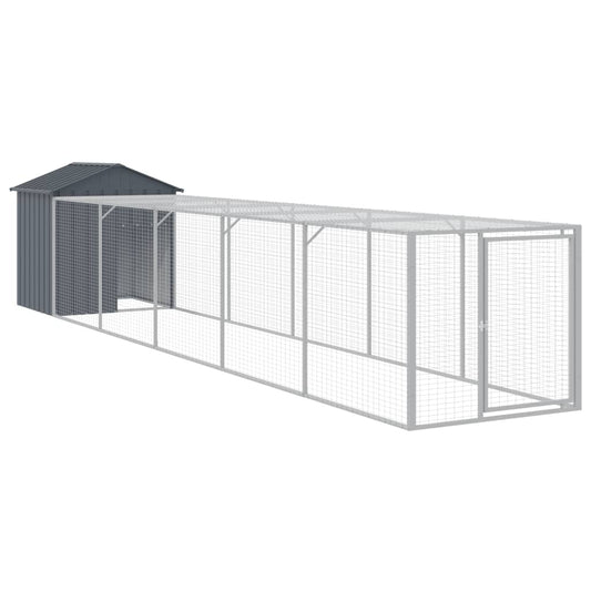 vidaXL Κοτέτσι με Περίβολο Ανθρακί 117x609x123 εκ. Γαλβαν. Χάλυβας