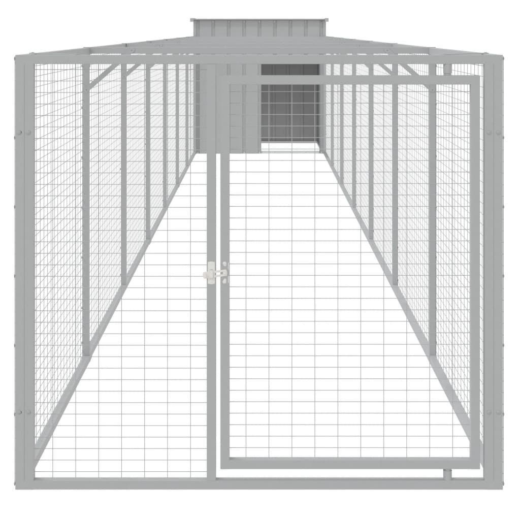 vidaXL Σπιτάκι Σκύλου με Αυλή Αν. Γκρι 110x813x110 εκ. Γαλβαν. Χάλυβας