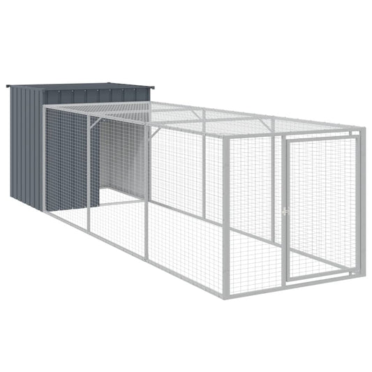 vidaXL Κοτέτσι με Περίβολο Ανθρακί 110x405x110 εκ. Γαλβαν. Χάλυβας