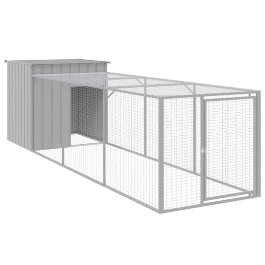 vidaXL Κοτέτσι με Περίβολο Αν. Γκρι 110x405x110 εκ. Γαλβαν. Χάλυβας