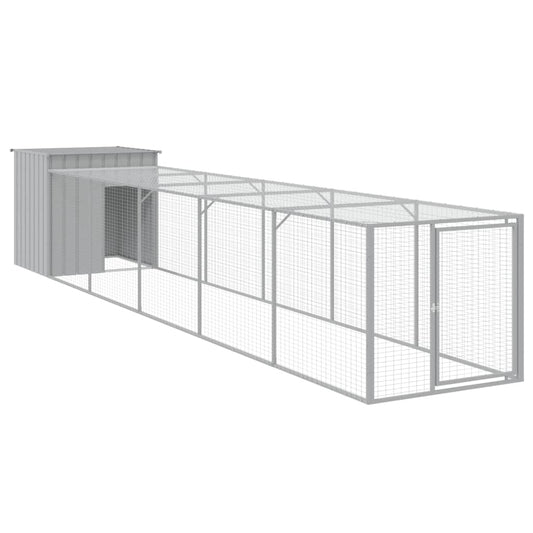 vidaXL Κοτέτσι με Περίβολο Αν. Γκρι 110x609x110 εκ. Γαλβαν. Χάλυβας