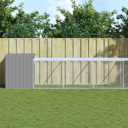 vidaXL Κοτέτσι με Περίβολο Αν. Γκρι 110x609x110 εκ. Γαλβαν. Χάλυβας