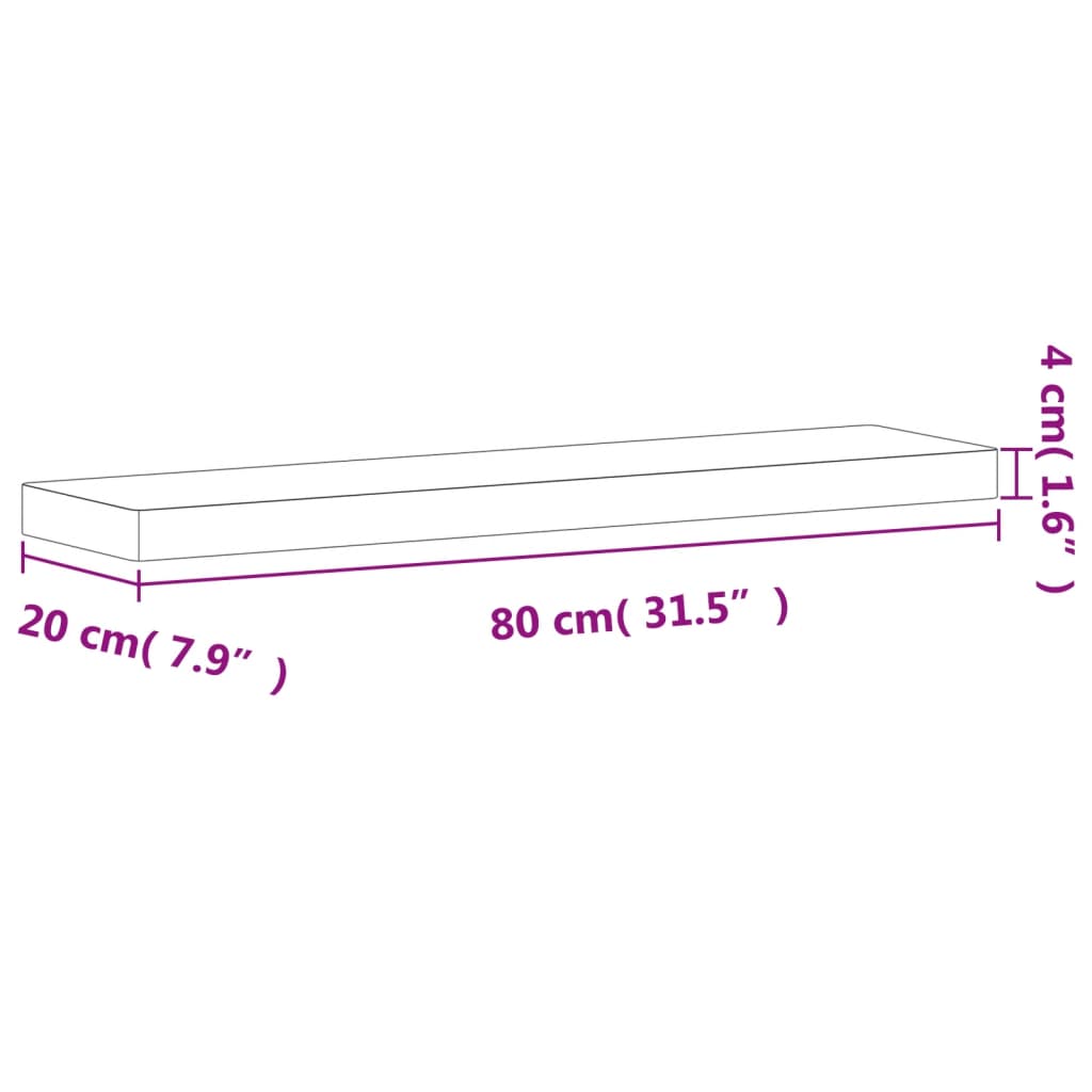 vidaXL Ράφι Τοίχου 80x20x4 εκ. από Μασίφ Ξύλο Οξιάς
