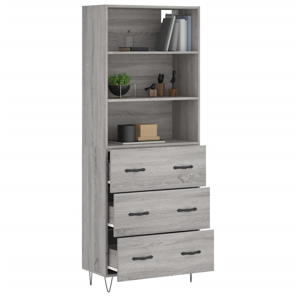 vidaXL Ντουλάπι Γκρι Sonoma 69,5 x 34 x 180 εκ. Επεξεργασμένο Ξύλο
