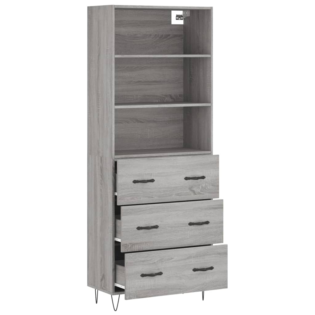 vidaXL Ντουλάπι Γκρι Sonoma 69,5 x 34 x 180 εκ. Επεξεργασμένο Ξύλο