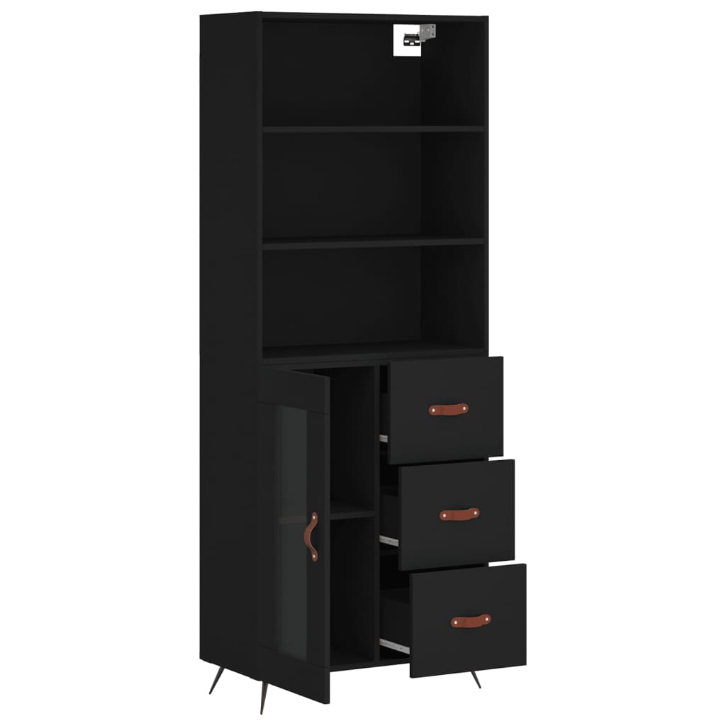 vidaXL Ντουλάπι Μαύρο 69,5x34x180 εκ. από Επεξεργασμένο Ξύλο