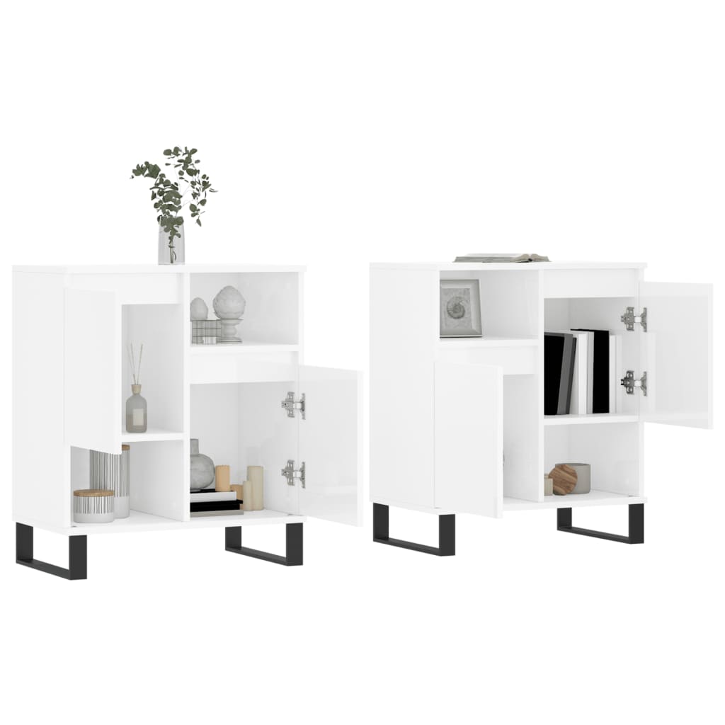 vidaXL Ντουλάπια 2 τεμ. Γυαλιστερό Λευκό Επεξεργασμένο Ξύλο