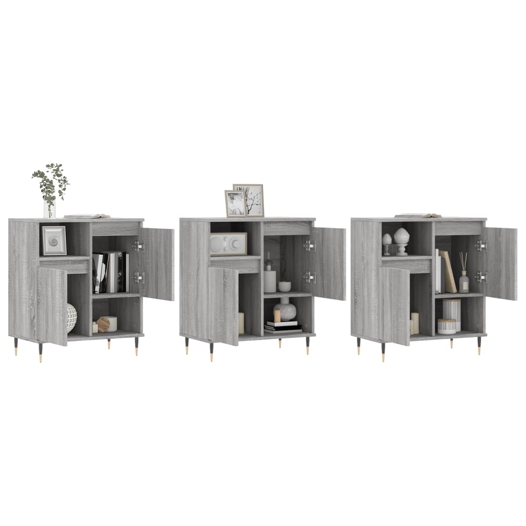 vidaXL Ντουλάπι 3 τεμ. Γκρι Sonoma από Επεξεργασμένο Ξύλο