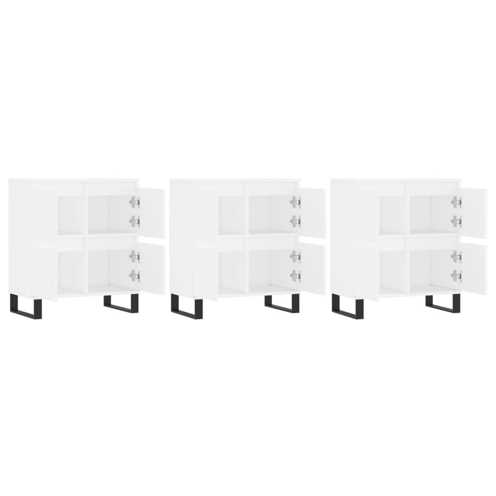 vidaXL Ντουλάπι 3 τεμ. Λευκό Επεξεργασμένο Ξύλο