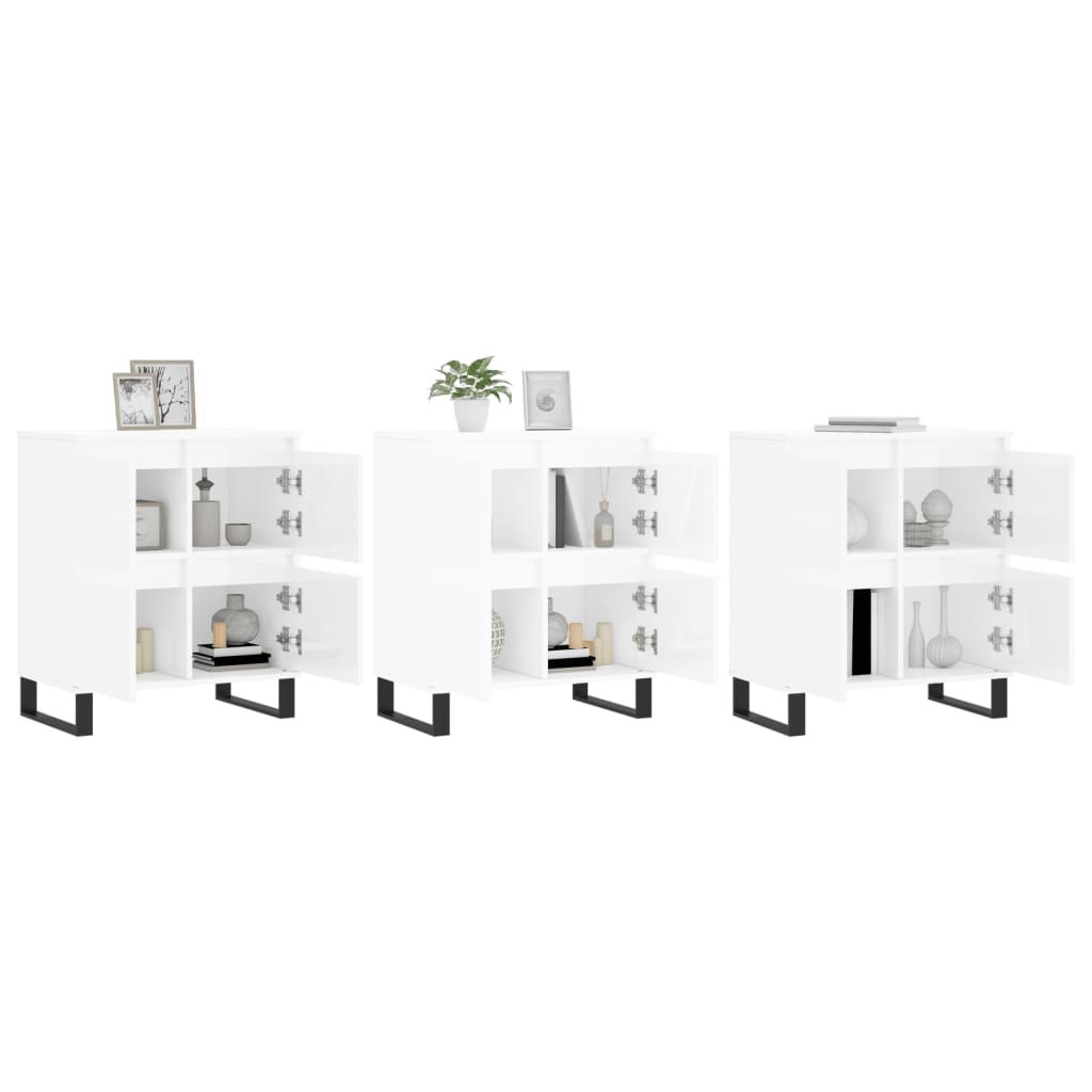 vidaXL Ντουλάπια 3 τεμ. Γυαλιστερό Λευκό Επεξεργασμένο Ξύλο