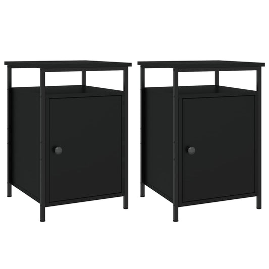 vidaXL Κομοδίνα 2 τεμ. Μαύρα 40 x 42 x 60 εκ. από Επεξεργασμένο Ξύλο