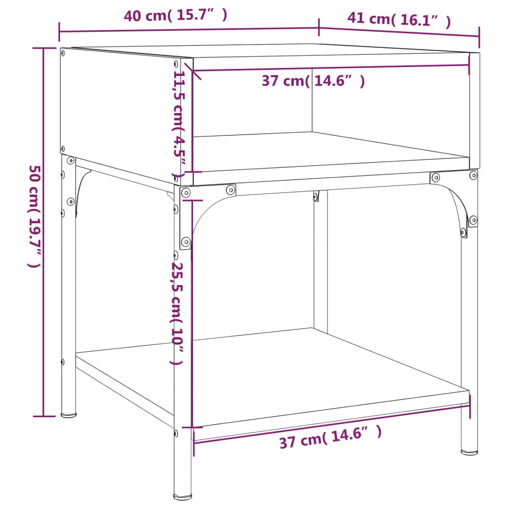 vidaXL Κομοδίνο Sonoma Δρυς 40 x 41 x 50 εκ. από Επεξεργασμένο Ξύλο