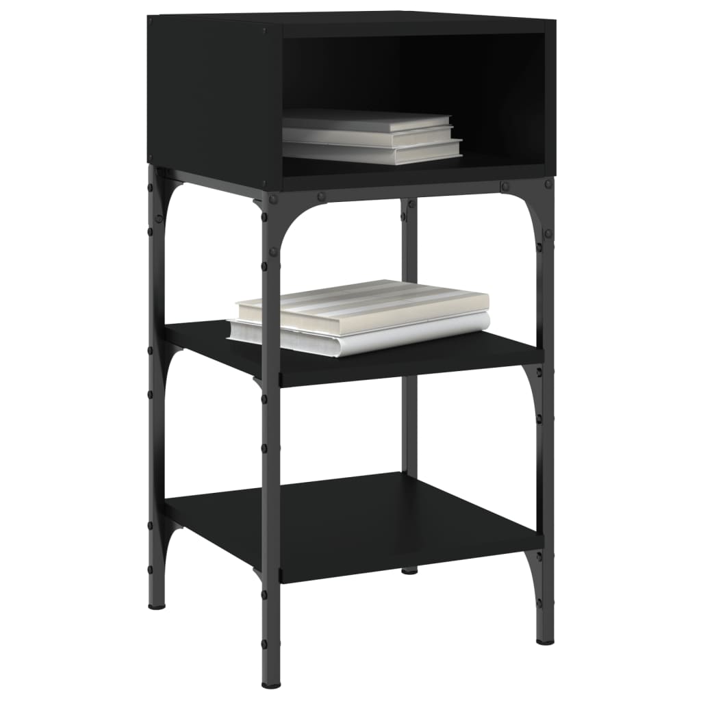 vidaXL Κομοδίνα 2 τεμ. Μαύρα 35x34,5x70 εκ. από Επεξεργασμένο Ξύλο