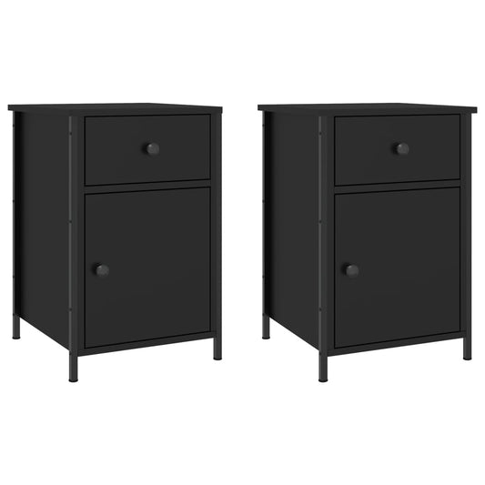 vidaXL Κομοδίνα 2 τεμ. Μαύρα 40 x 42 x 60 εκ. από Επεξεργασμένο Ξύλο