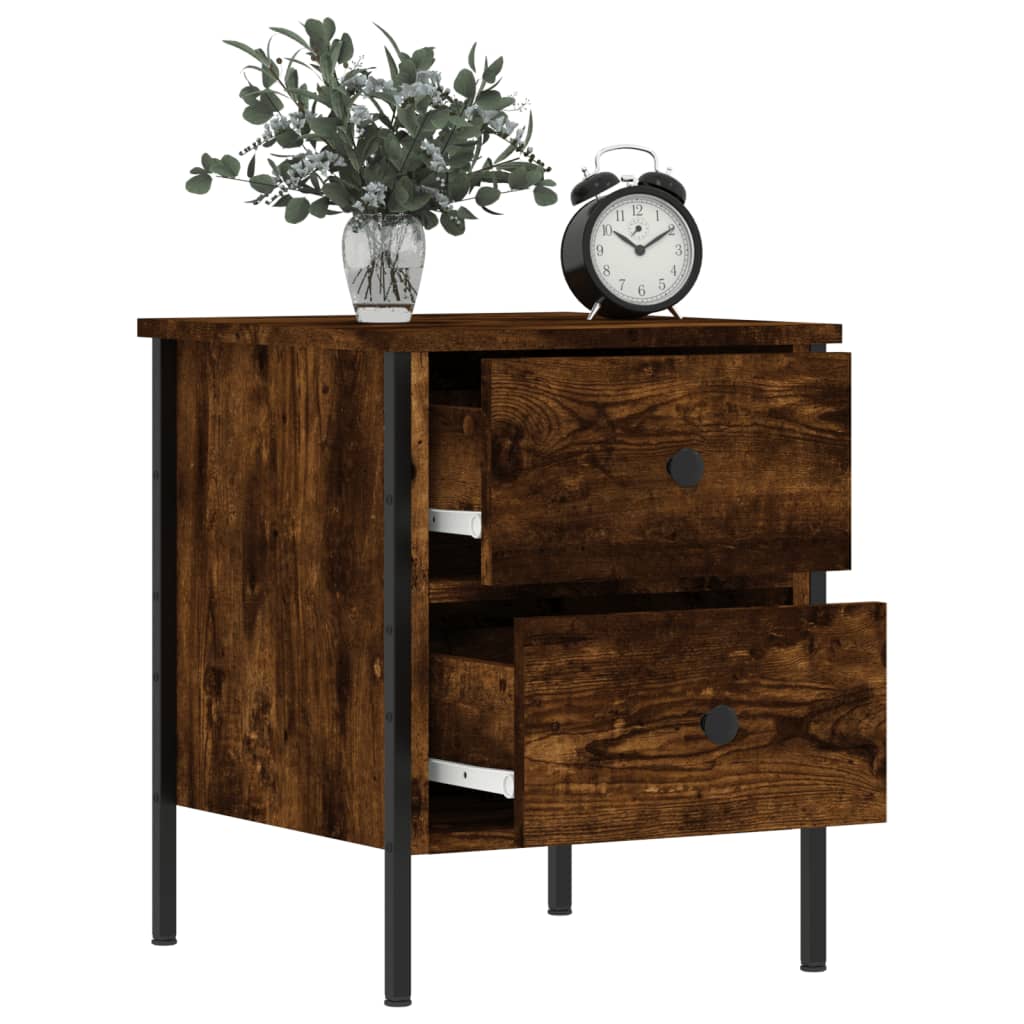 vidaXL Κομοδίνα 2 τεμ. Καπνιστή Δρυς 40x42x50 εκ. Επεξεργασμένο Ξύλο