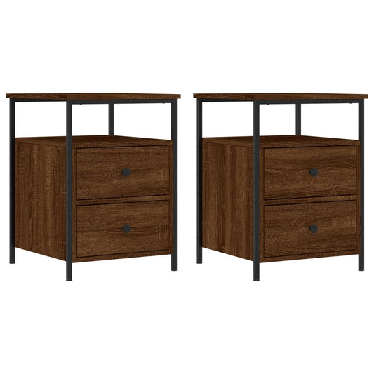 vidaXL Κομοδίνα 2 τεμ. Καφέ Δρυς 44 x 45 x 60 εκ. από Επεξεργ. Ξύλο