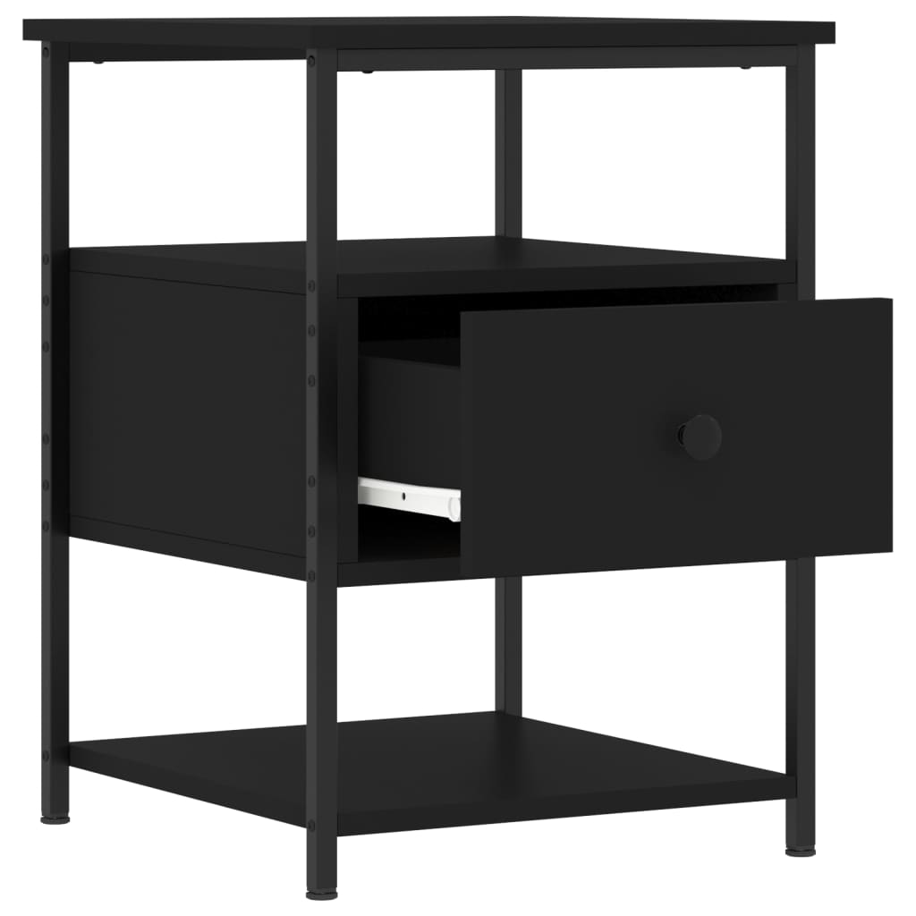 vidaXL Κομοδίνα 2 τεμ. Μαύρα 40 x 42 x 56 εκ. από Επεξεργασμένο Ξύλο