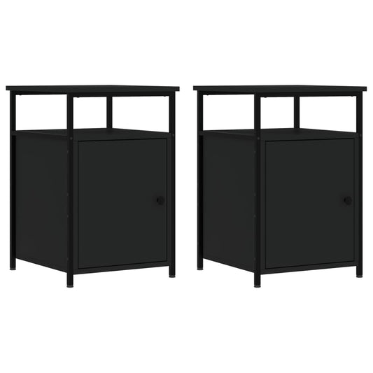 vidaXL Κομοδίνα 2 τεμ. Μαύρα 40 x 42 x 60 εκ. από Επεξεργασμένο Ξύλο
